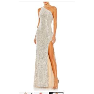 Leena for mac duggal one-shoulder sequin gown